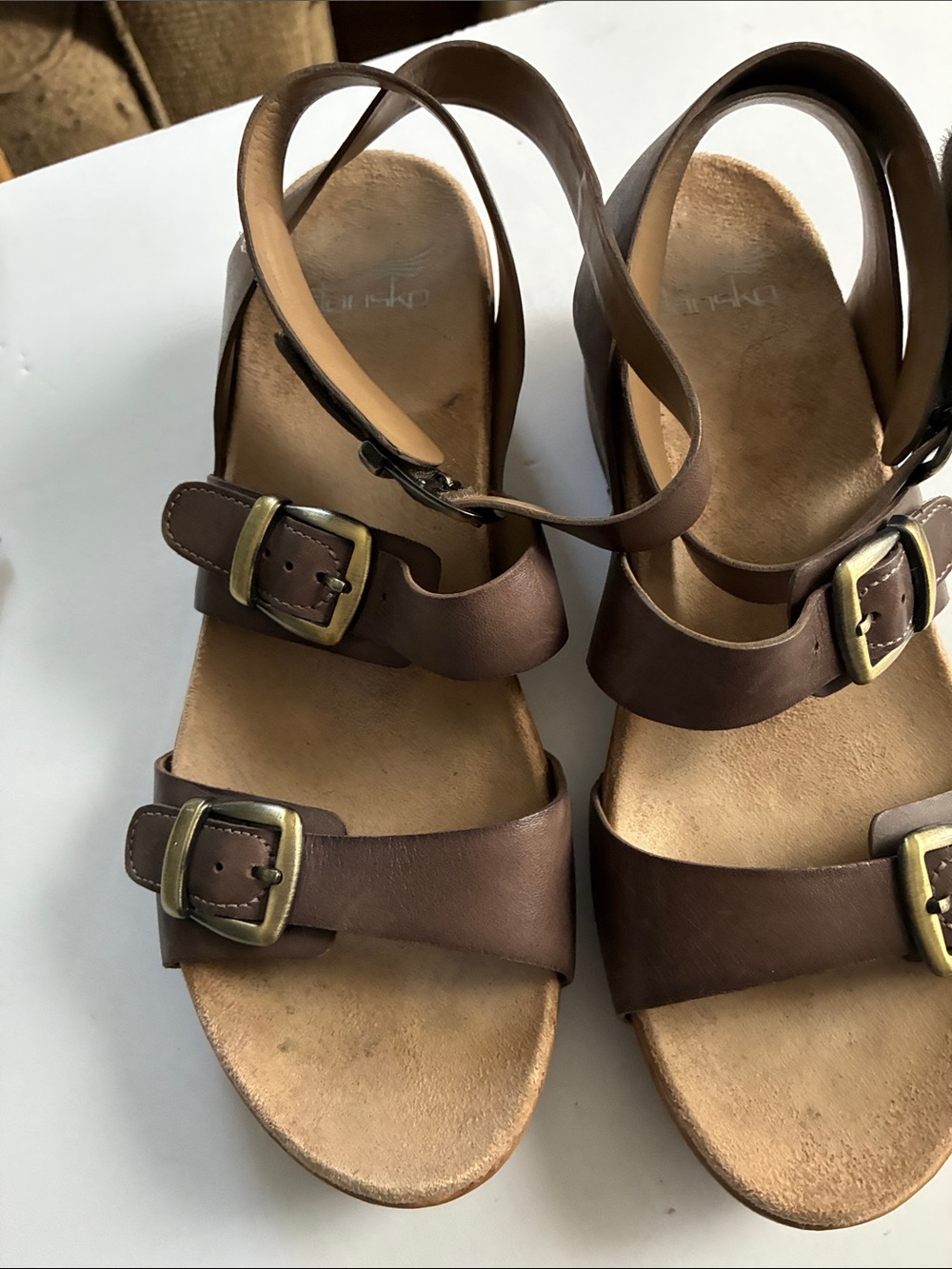 Dansko Brown Leather Buckle Sandals Woman’s Shoes , Size 40